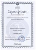 Сертификат об участии в вебинаре" Сенсорные пластины"