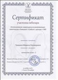 Сертификат об участии в вебинаре"Использование коррекционно-развивающих комплексов "Тимокко" в работе с детьми с ОВЗ"